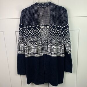 Talbots SMALL Cardigan Sweater Navy Faire Isle Nordic